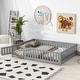 preview thumbnail 29 of 34, Queen size Floor Platform Bed with Fence Guardrails and Door Grey