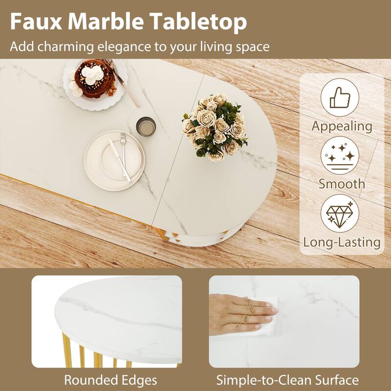 Gymax 60'' Long Bar Table Narrow Pub Table w/Faux Marble Tabletop &