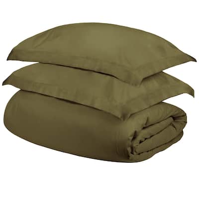 HomeRoots Sage Twin Cotton Blend 300 Thread Count Washable Duvet Cover Set