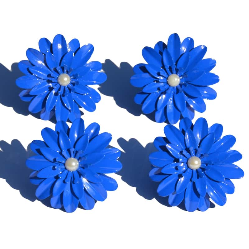 Flower Napkin Rings Set of 12 (Blue Pearl)