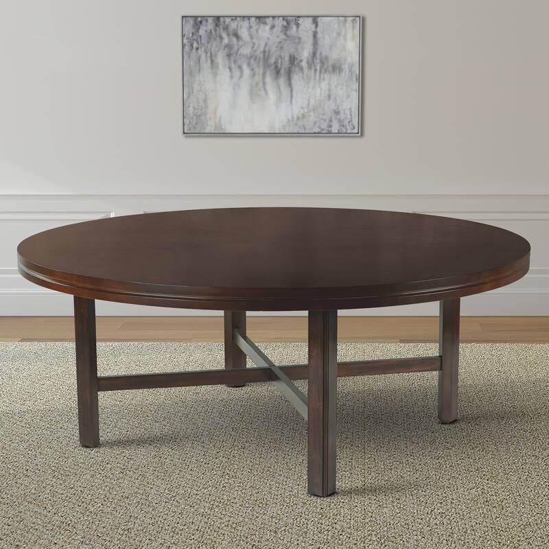 Hampton 72-inch Round Dining Table with Optional Lazy Susan by Greyson Living - Brown Cherry - Table Only