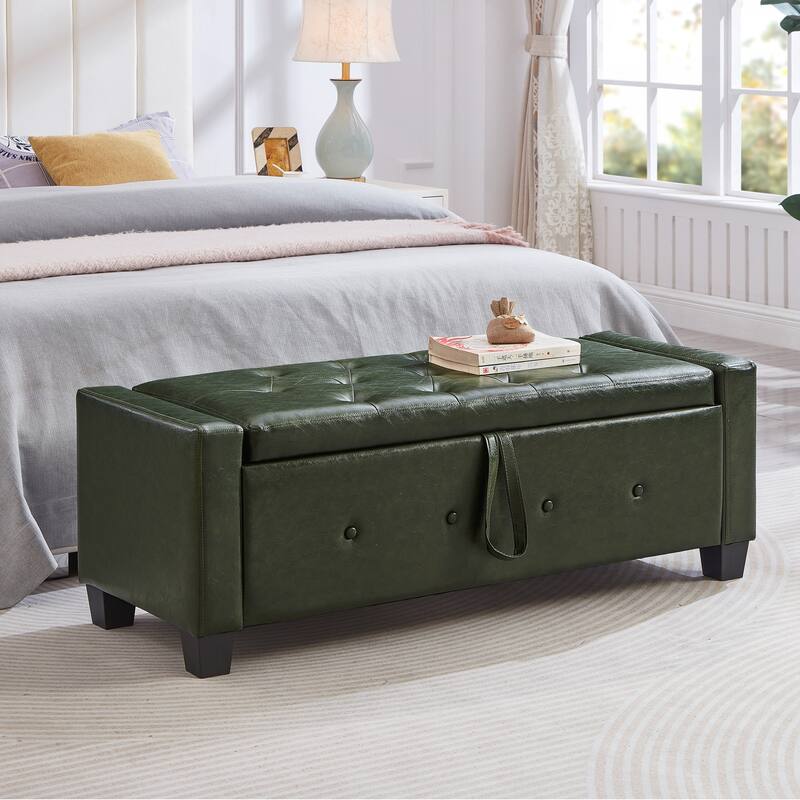 Bench with Storage, Bench for Bedroom,Living Room,Hallway - Green