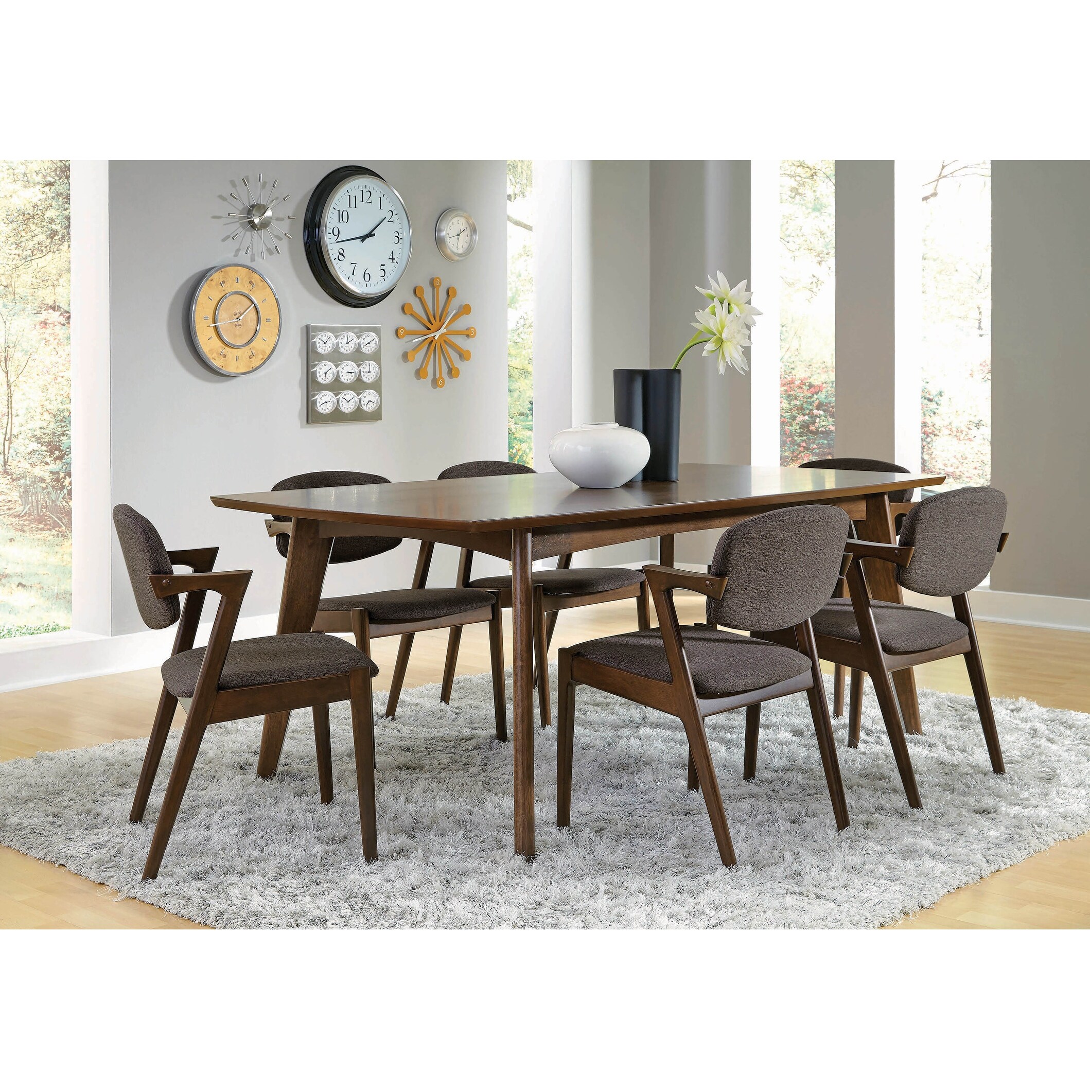 Marcella Dark Walnut and Grey 9 piece Rectangular Dining Set On
