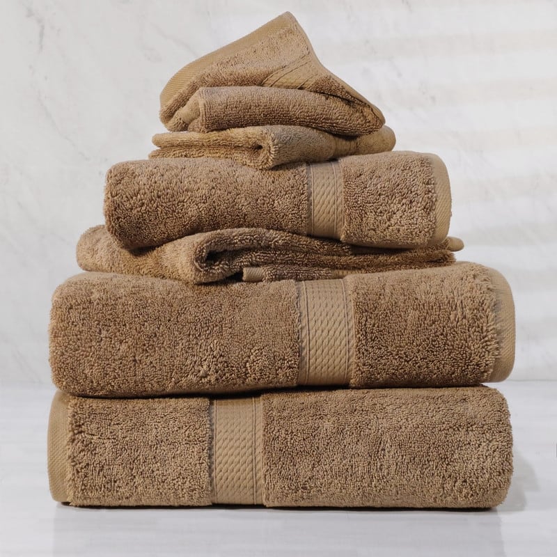 Superior Egyptian Cotton Pile Heavyweight 6-Piece Towel Set - 6-Piece Set - Latte