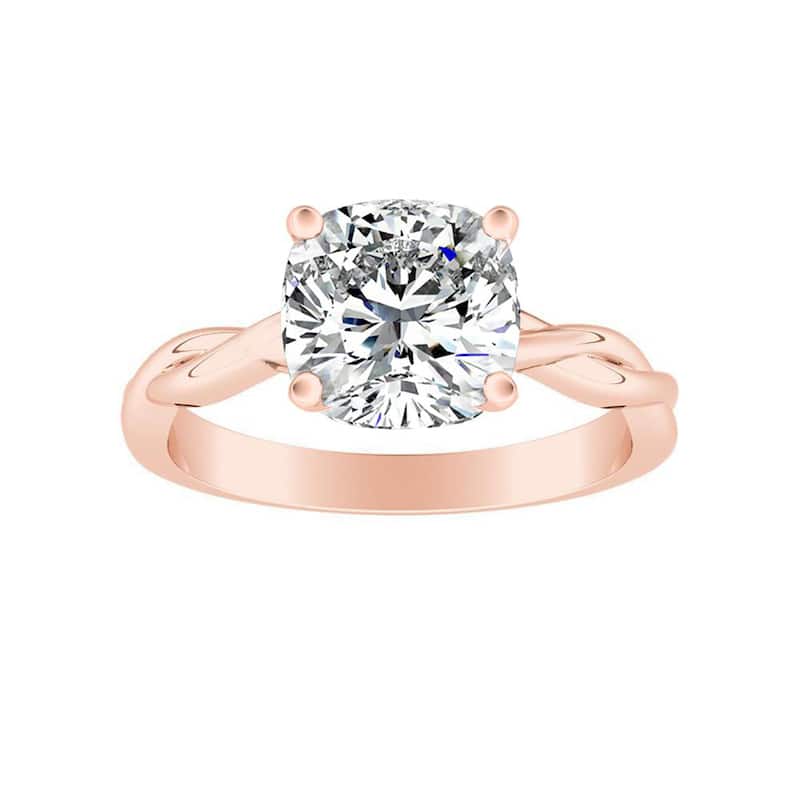 Auriya 14k Gold 1ctw Cushion Cut Solitaire Moissanite Engagement Ring - Rose - 7