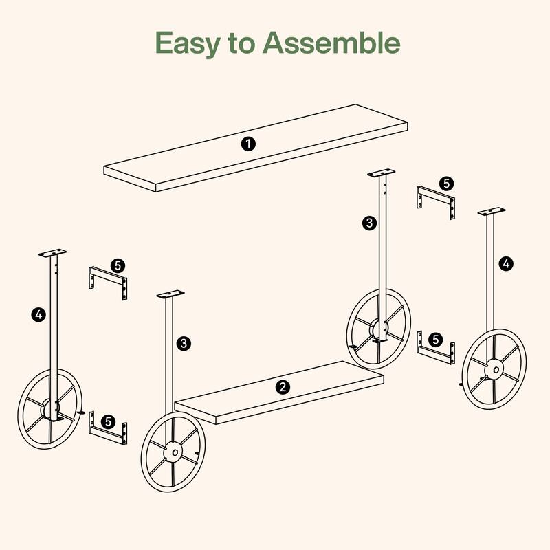 2-tier Solid Wood Console Sofa Table with Storage Shelves