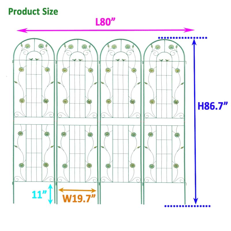 4 Pack Metal Garden Rustproof Trellis for Climbing Plants