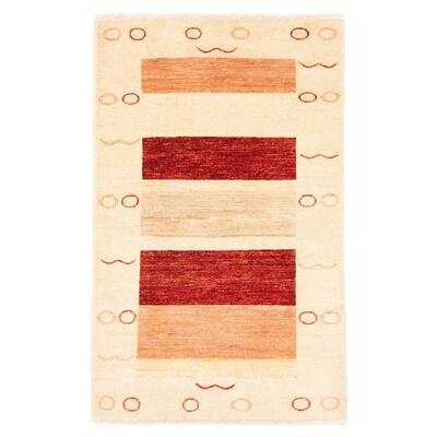 ECARPETGALLERY Hand-knotted Peshawar Ziegler Cream Wool Rug - 3'0 x 4'10