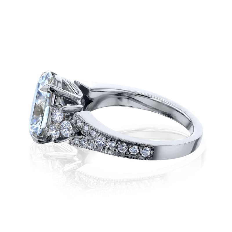 Kobelli 2.45 Carat Lab Grown Diamond Certified 14k Solid Gold Oval & Side Cluster Interlaken Engagement Ring (EF/VS)