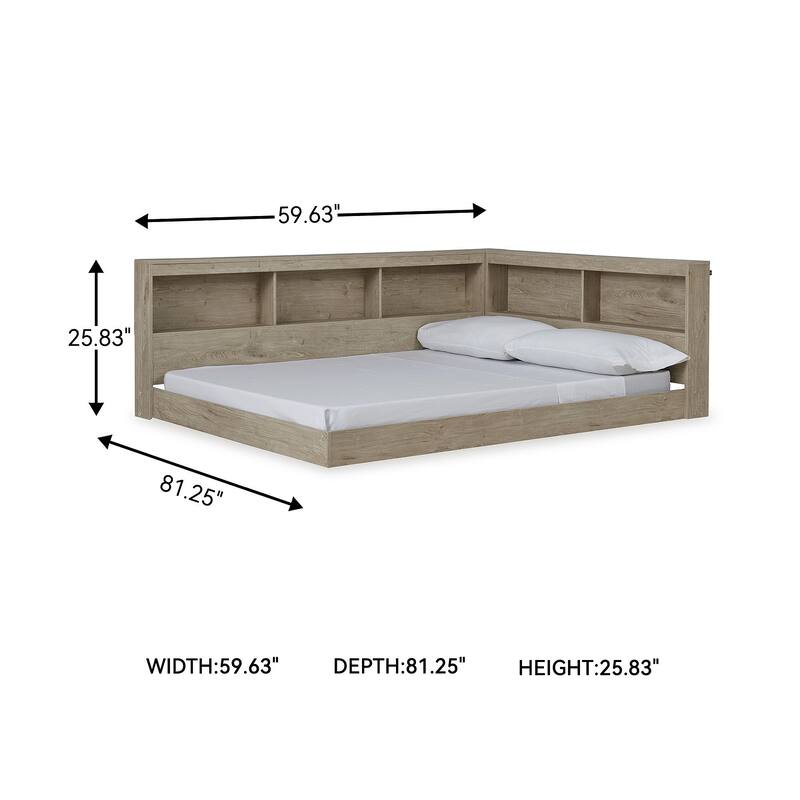 Oliah Natural Bookcase Storage Bed