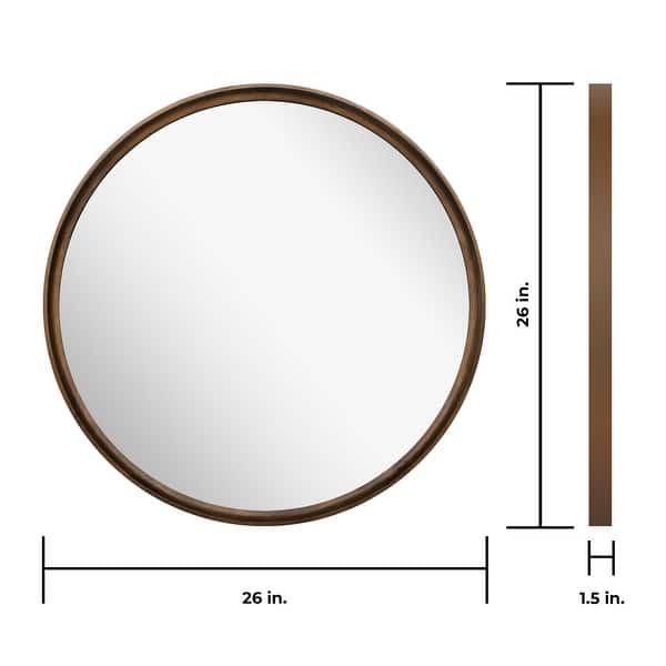 dimension image slide 1 of 3, Classic Wooden Frame Farmhouse Round Wall Mirror