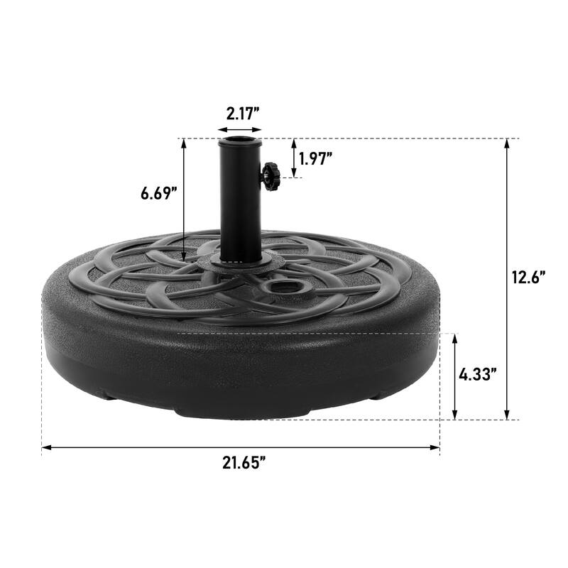 Anmytek Round Patio Umbrella Base with Fillable Port Adjustable Tightening Knob Non Slip Feet for Outdoor Deck Pool Sand
