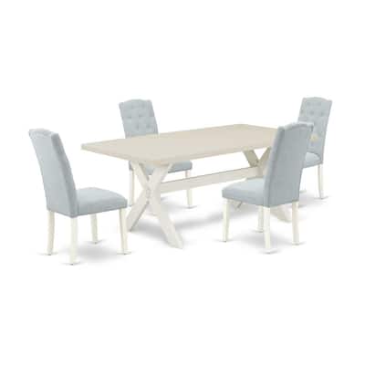 5 Piece Kitchen Table Set with 4 Parsons Chairs - Modern Dining Room Table Set - Hardwood Frame - 72