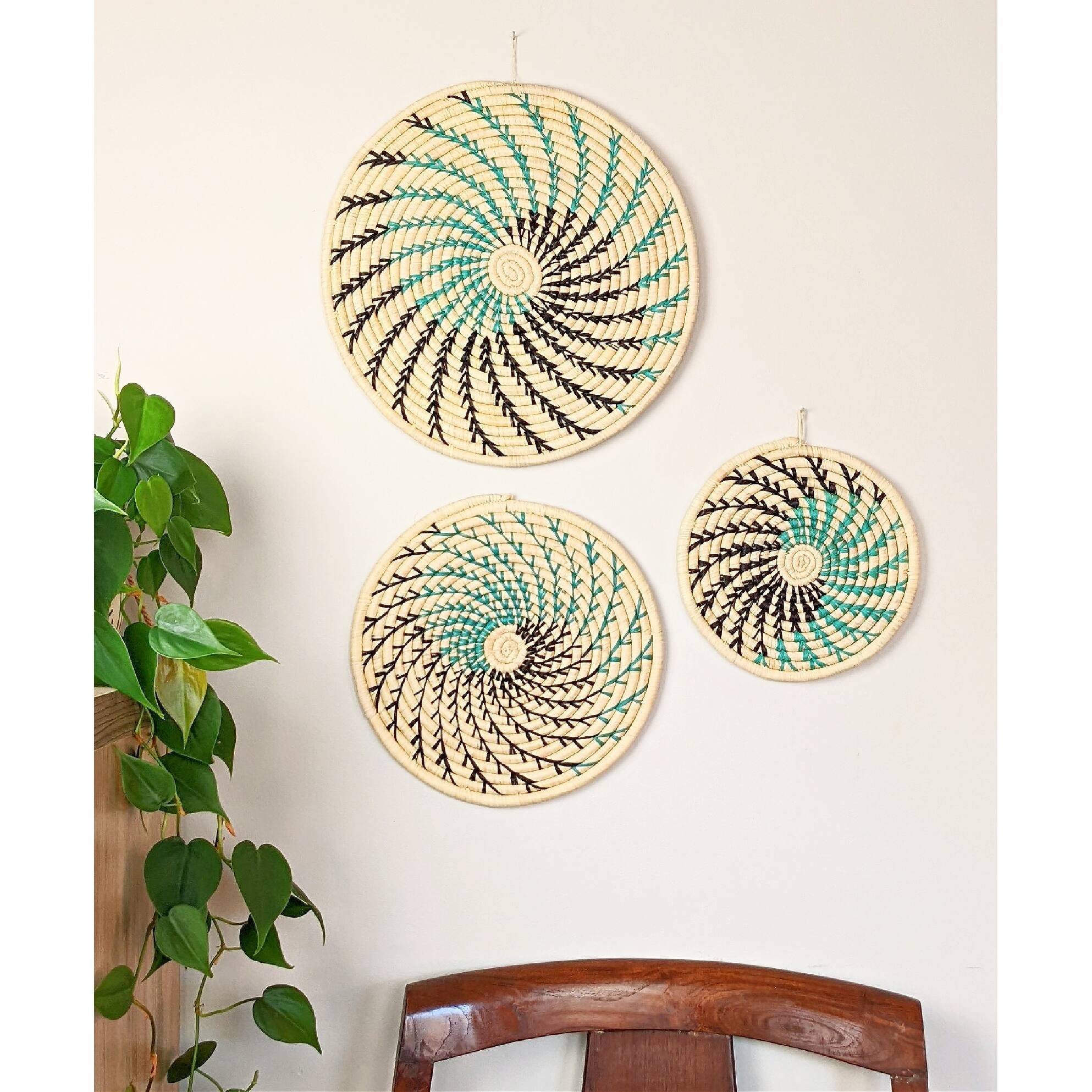 Woven Teal Blue Raffia Trivets Set of 3 On Sale Bed Bath & Beyond