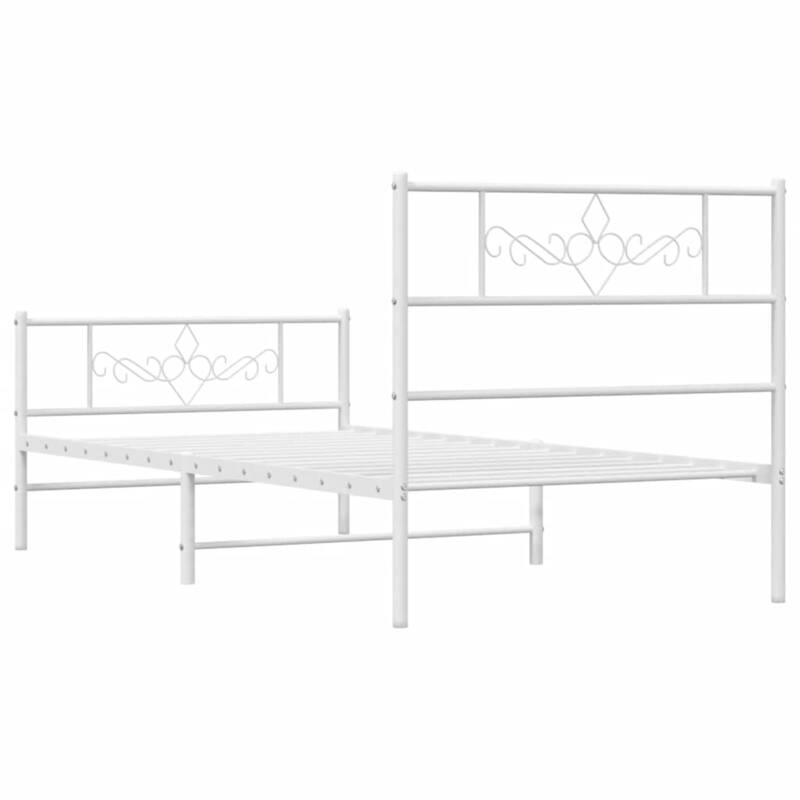 vidaXL 12 Inches White Twin Metal Bed Frame No Mattress - 77.2" x 41.3" x 35.4"