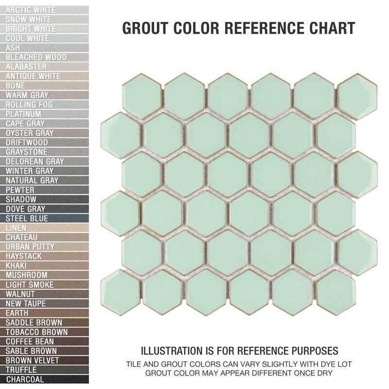 Merola Tile Hudson Due 2" Hex Light Green 10-7/8" x 12-5/8" Porcelain Floor and Wall Tile