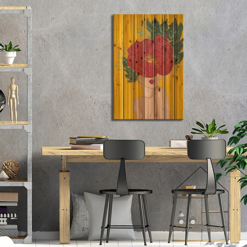 Lady Poppy Print On Wood by Piia Pievilainen - Multi-Color
