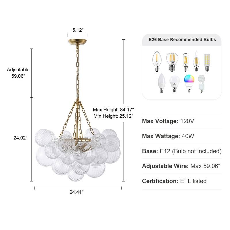 Contemporary Cluster Glass Chandelier Copper Finish Pendant Light for High End Interiors