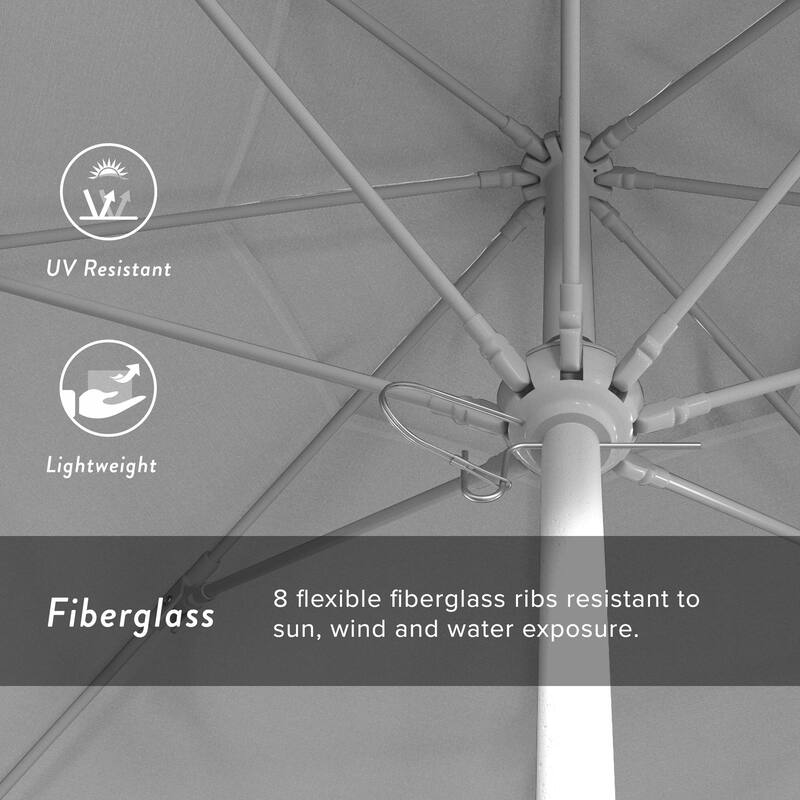 California Umbrella 75' Venture Series Patio Umbrella, White Aluminum Pole Fiberglass Ribs Push Lift Sunbrella