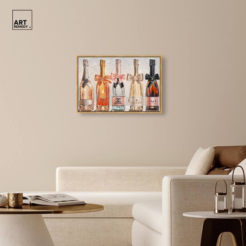 Champagne Bottles Glitz Canvas by Art Remedy