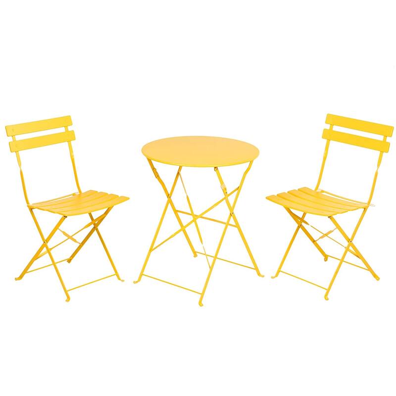 Clihome Outdoor 3 Piece Premium Steel Patio Bistro Set - Yellow