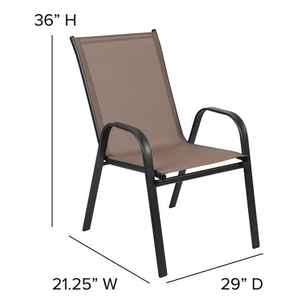 dimension image slide 3 of 3, 5 Pack Outdoor Stack Chair with Flex Comfort Material - Patio Stack Chair