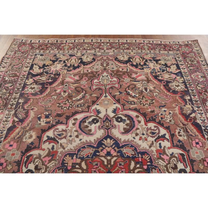 Geometric Bakhtiari Persian Vintage Area Rug Hand-knotted Wool Carpet - 6'8" x 10'0"