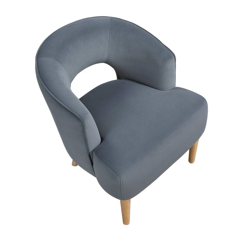 Elise 26" Velvet Accent Chair - Light Walnut Finish Solid Wood Legs