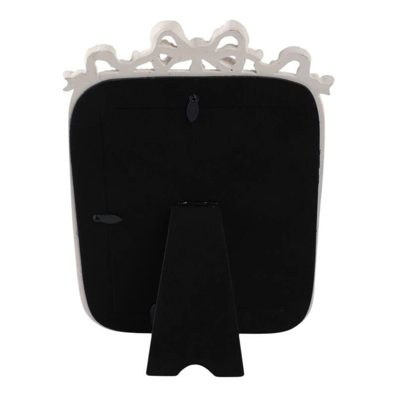 Polyresin Glass Photo Frame Ornate Carved Boho Design - 10" Ivory