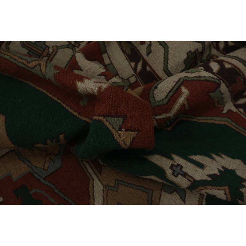 Hand Knotted Oriental 100% Wool Carpet Traditional Medallion Green Sumak Area Rug - 9' 10'' X 8' 0''