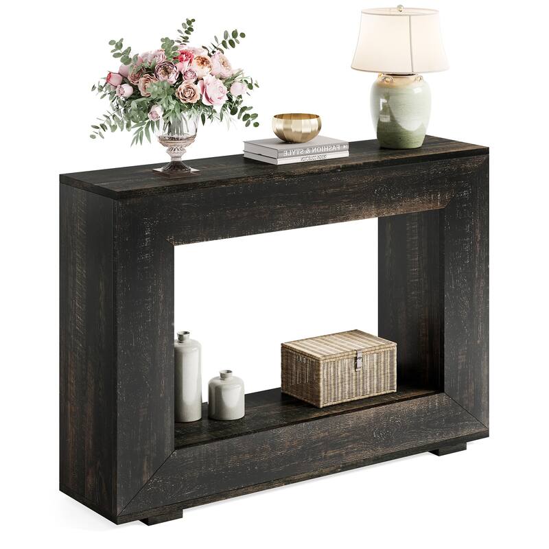 47 Inches Farmhouse Wooden Console Table with Storage