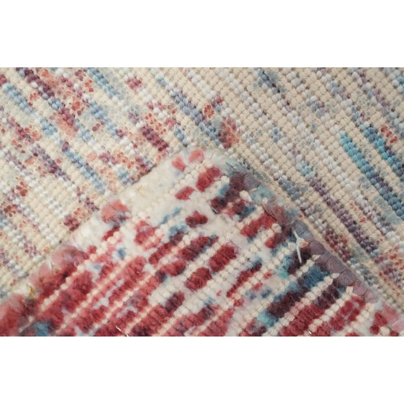 Hand Knotted Oriental Viscose Silk Carpet Modern All-Over Oranges & Rust Abstract Area Rug - 4' 0'' X 2' 0''