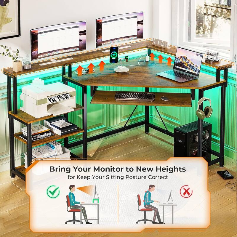 Triangle Corner Desk Small Computer Desk Storage Shelves