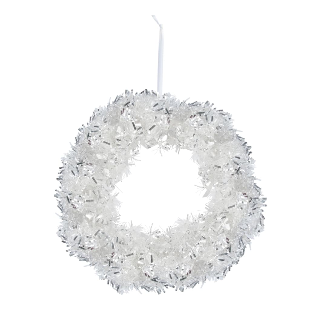 Silver Tinsel Christmas Wreath 18"D