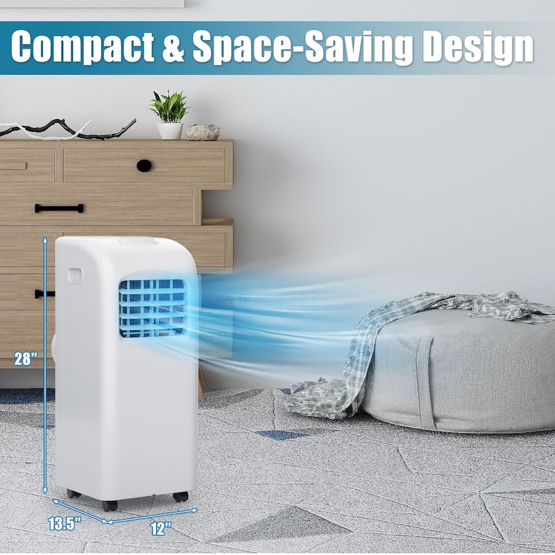 Costway Ashrae 8000 BTU Portable Air Conditioner & Dehumidifier - White--8000 BTU