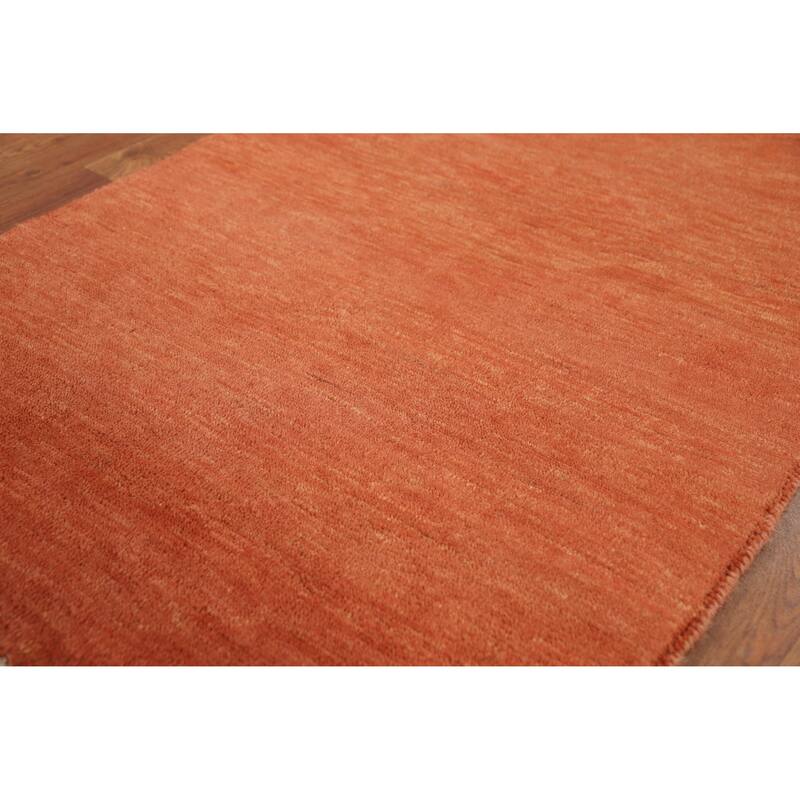 Orange Gabbeh Modern Foyer Rug Hand-Knotted Accent Wool Carpet - 2'7"x 4'1"