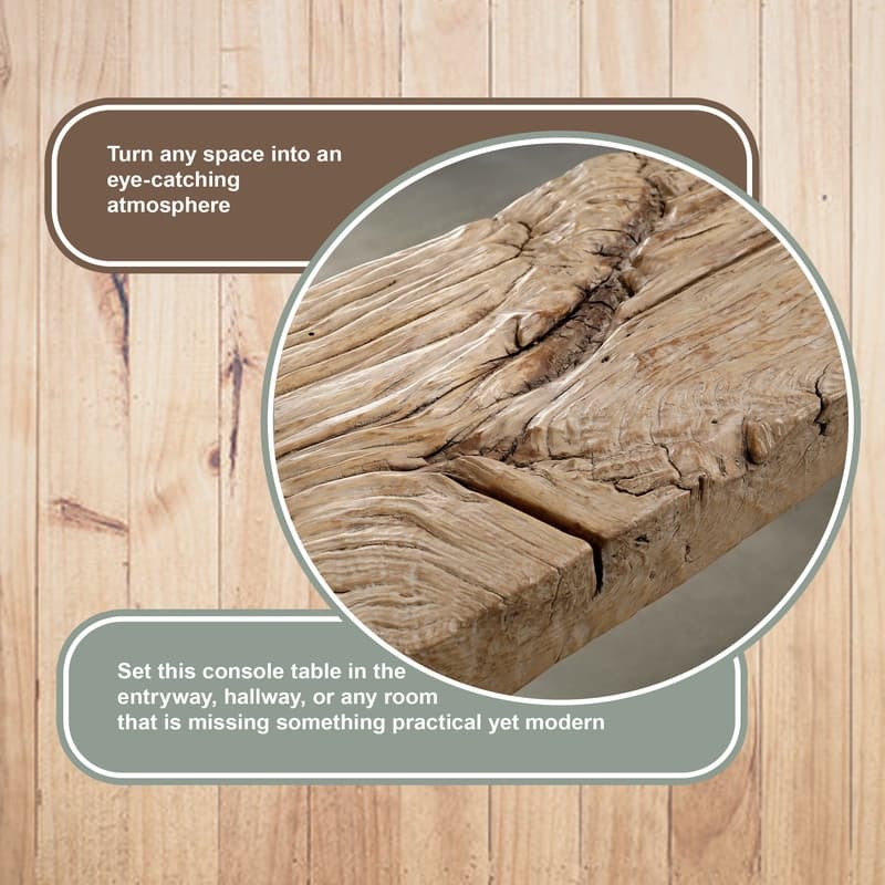 Approx. 8-9Ft Long Vintage Waterfall Console Table Weathered Natural Wood (Size And Finish Vary)