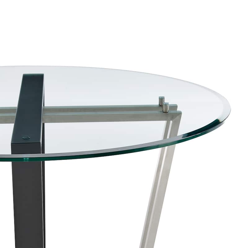 Devi 48 inch Glass and Black Steel Round Dining Table