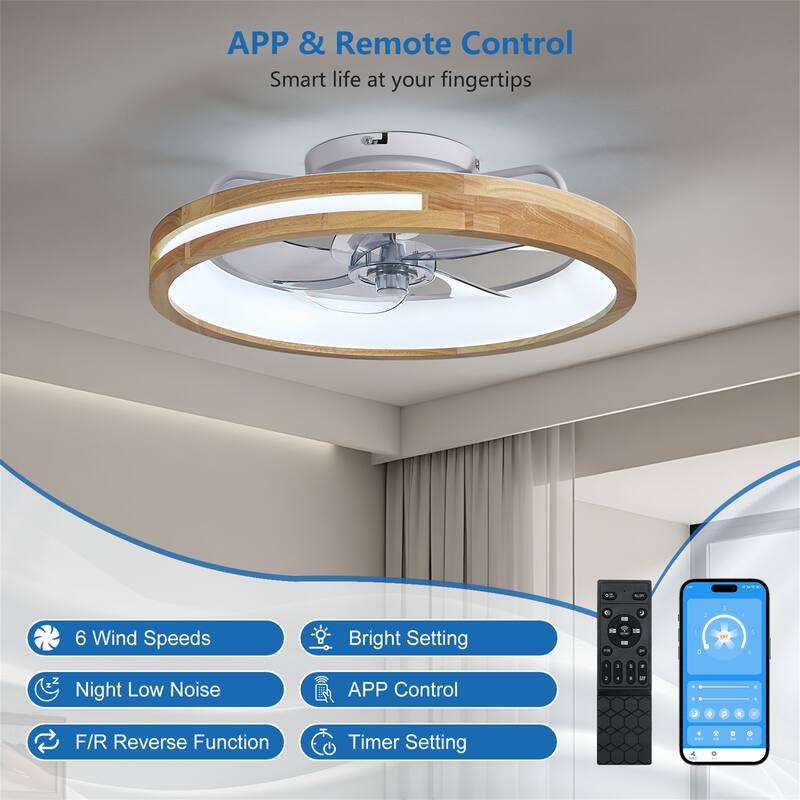 20" Ultra-Thin Quiet Ceiling Fan with Light