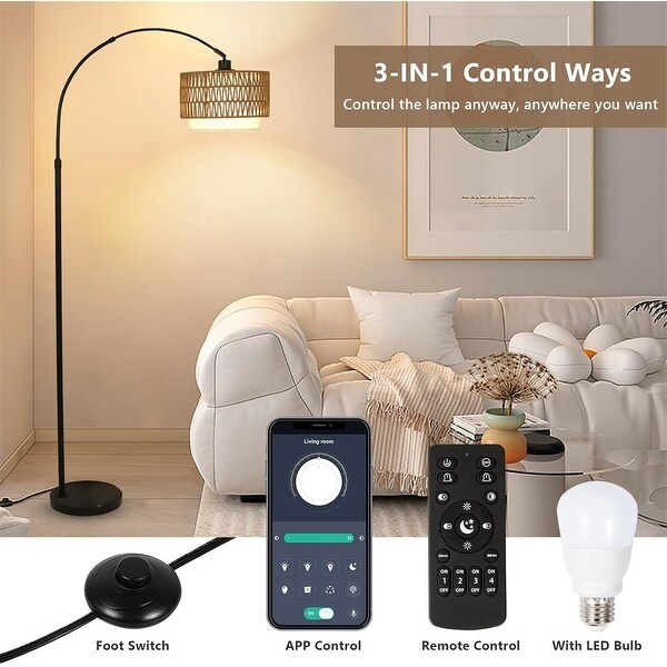 Dimmable Arc Floor Lamp with Remote - Bed Bath & Beyond - 43298669