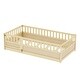 preview thumbnail 17 of 35, Twin Size Pine Wood Floor Bed with Full-length Guardrail and Door for Kids, Adults