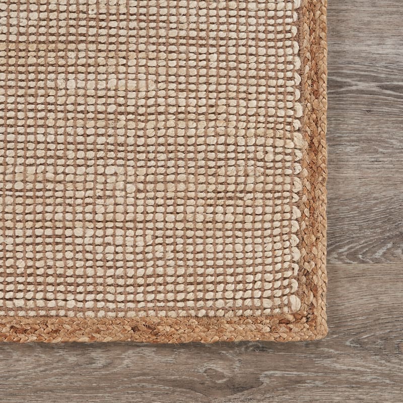 Sevita Nevaeh Farmhouse Brown/Ivory Geometric Hand-Woven Jute Indoor Area Rug