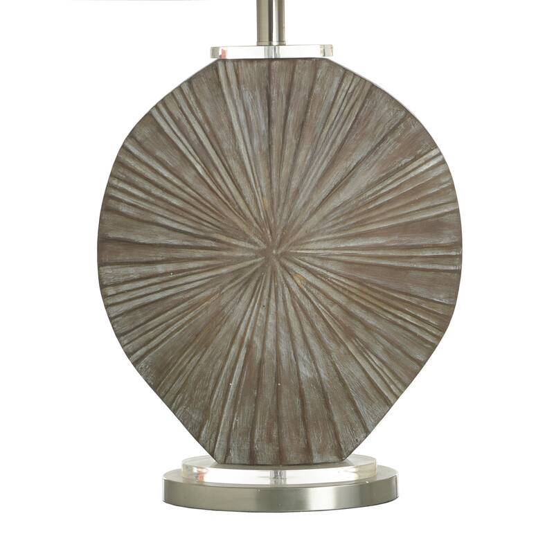 Silver Burst Table Lamp - Brushed Grey and Silver Polyresin Body - Taupe Shade