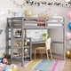preview thumbnail 10 of 16, Twin Size Loft Bed With Shelves,Desk and Writing Board for Home Grey