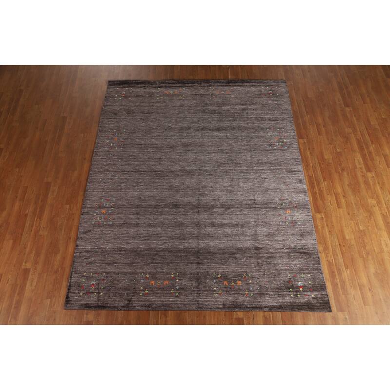 Hand Knotted Oriental 100% Wool Carpet Tribal Tribal Brown Gabbeh Area Rug - 9' 11'' X 7' 11''