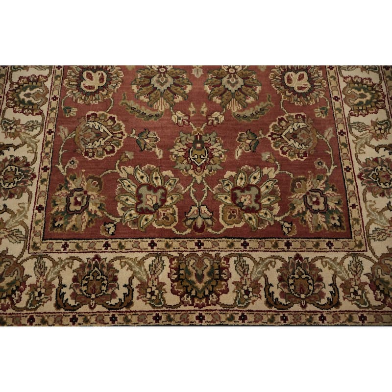 Hand Knotted Oriental 100% Wool Carpet Traditional All-Over Pink Agra Area Rug - 6' 1'' X 4' 1''