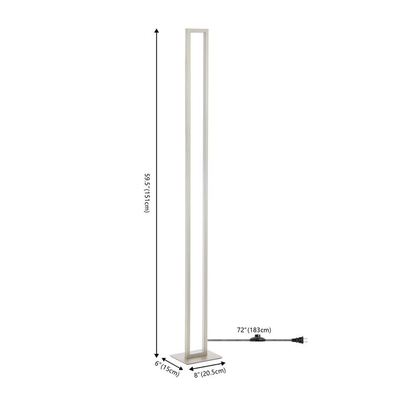Suillius 59.5" Modern Minimalist Aluminum Integrated Tower LED Floor Lamp, Nickel by JONATHAN Y