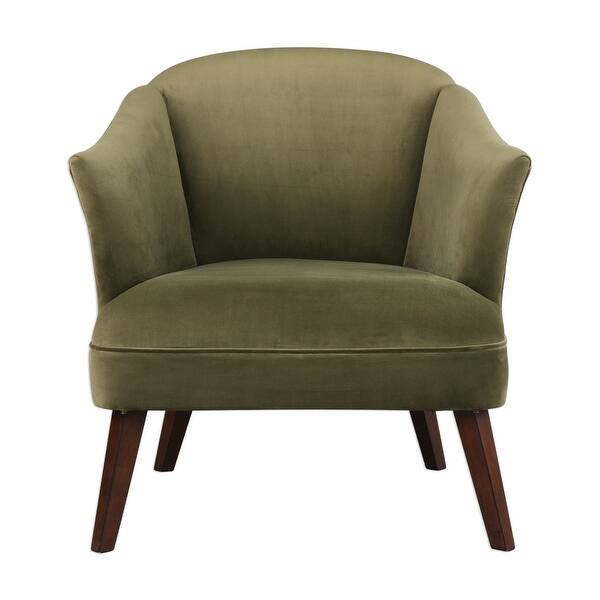 slide 2 of 6, Uttermost Conroy 30 1/2 Inch Wide Wood Frame Accent Chair with Fabric Olive Velvet