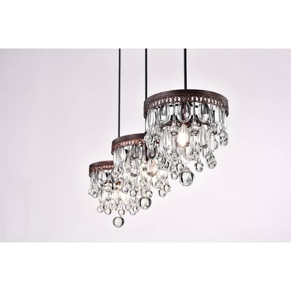 Jerri Antique Copper 3-Light 5-Tier Hanging Crystals Kitchen ...