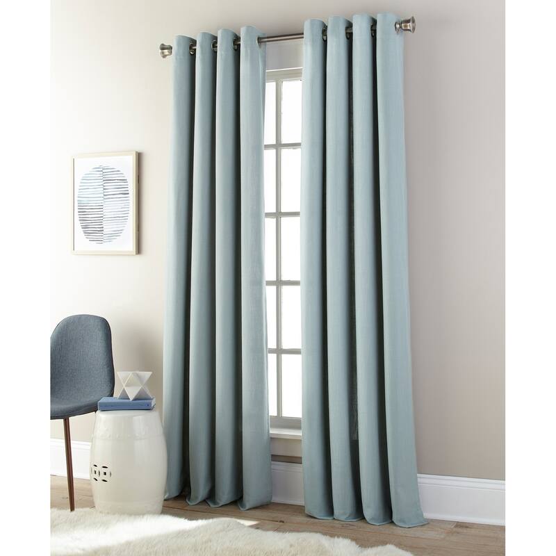 Grand Avenue Vanity Light Filtering Grommet Curtain panel - 84 Inches - Sky Blue